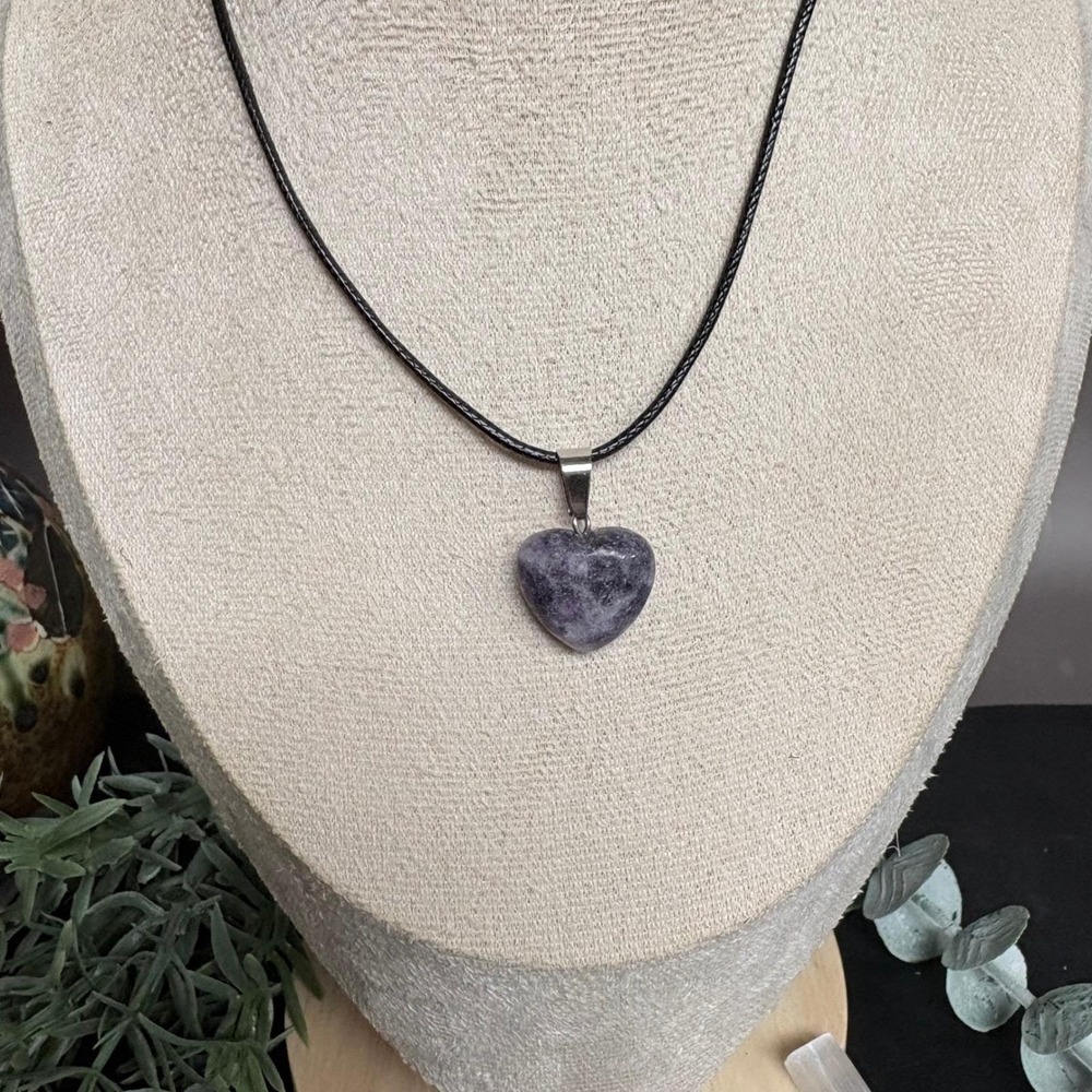 Lepidolite‎ Heart Necklace | Purple Stone Pendant | Crystal Jewelry Gift